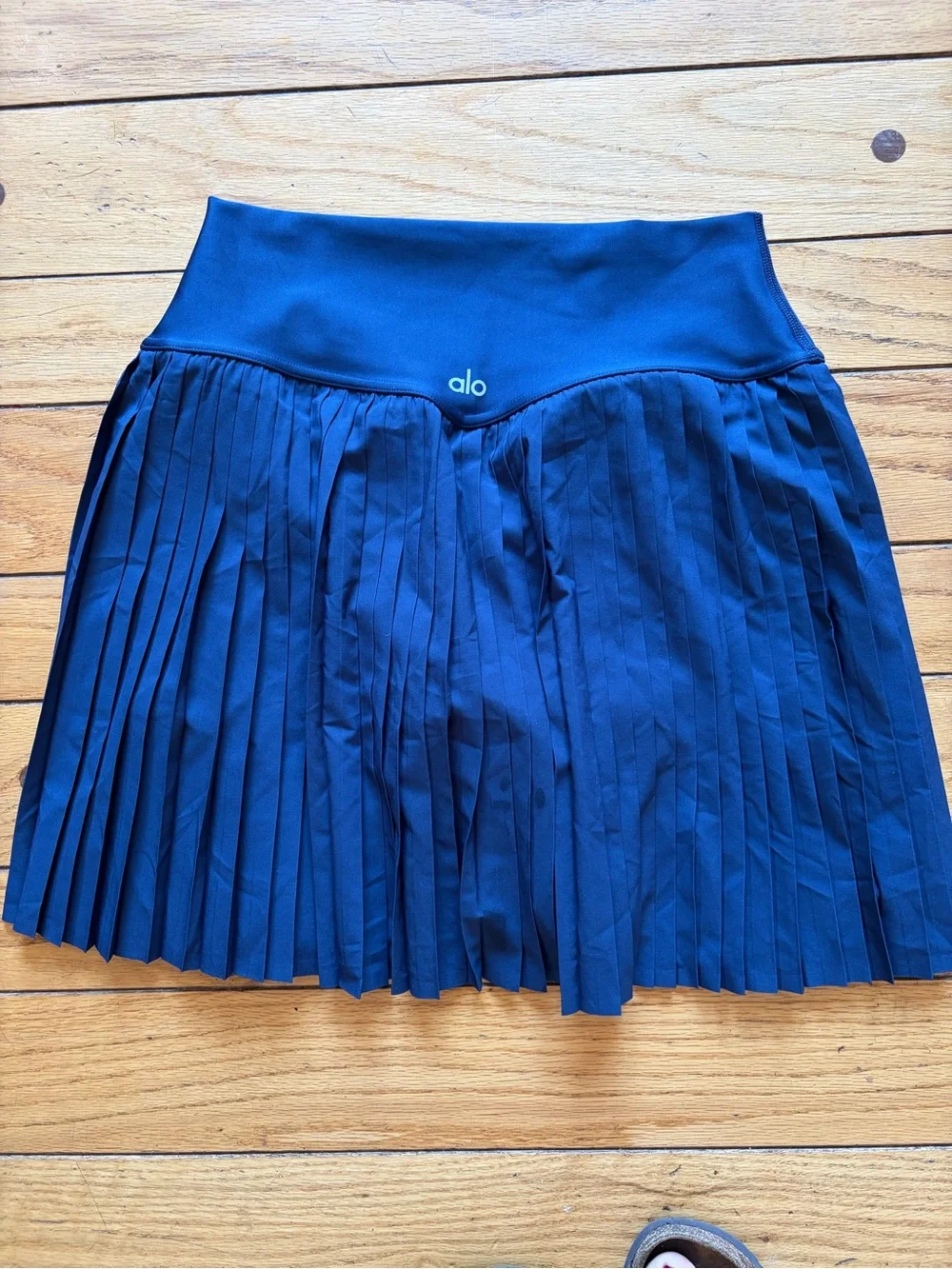 ALO Yoga Navy Pleated Circle Skater Skirt